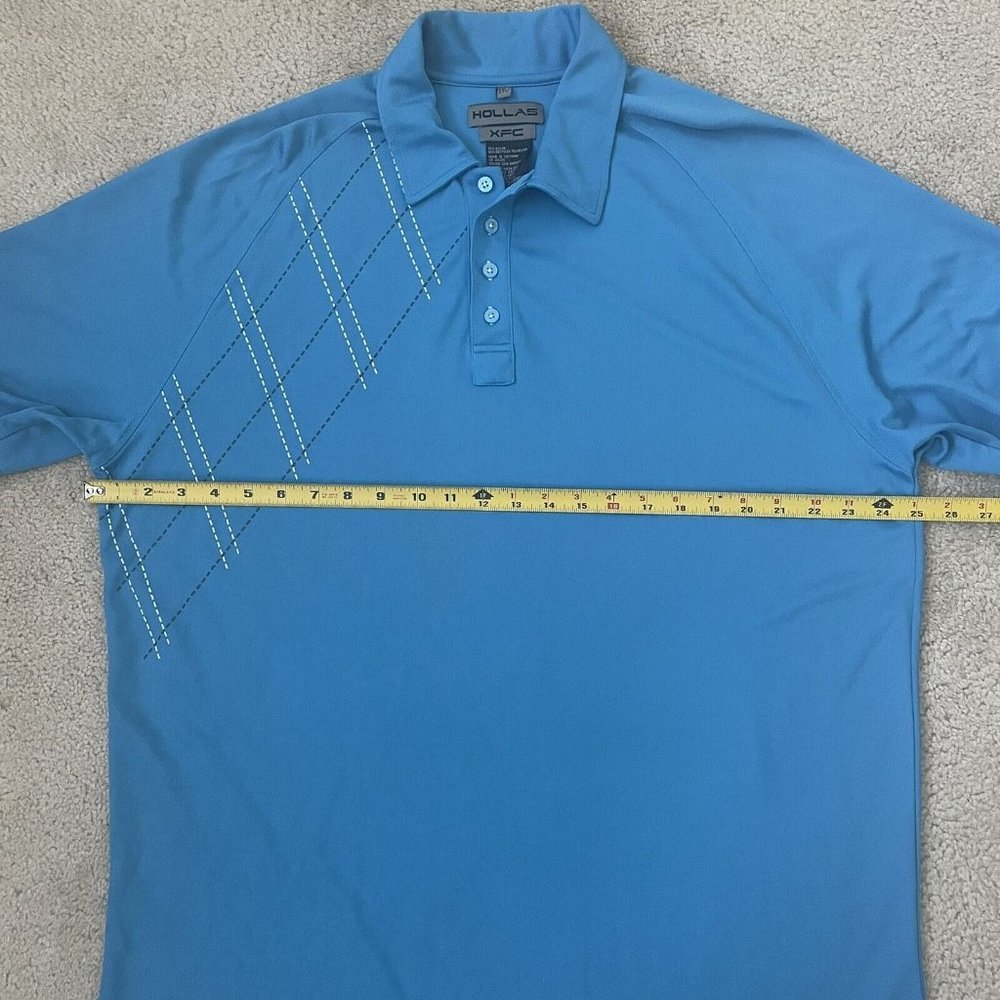 Hollas XFC Golf Shirt Mens XXL 2XL Polo Blue Short Sleeve Collared - Picture 5 of 7